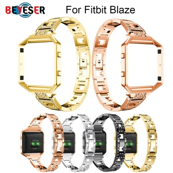 Новост за Fitbit Blaze Bands Каишка за часовник с кристали Взаимозаменяеми аксесоар от неръждаема стомана Гривна Каишка за часовник с матова рамка