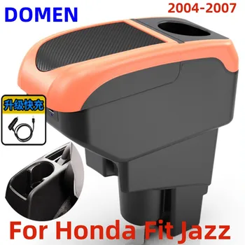 НОВОСТ за Honda Jazz, кутия за оръжие за Honda Fit (Jazz, 1 кола подлакътник 2004-2007, кутия за съхранение на ръце, автоаксесоари, двуслойни USB