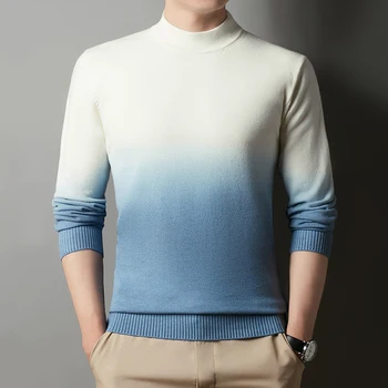 Новост зимата 2022, мъжки поло с дебела градиентным яка, корейски модерен топло вязаный пуловер, мъжки марка дрехи