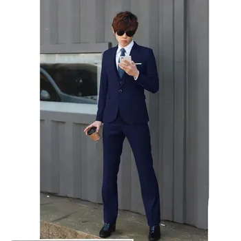 Обикновен мъжки официален бизнес костюм, 3 предмет, облекло за сватбеното парти в британския стил, мъжки смокинг, блейзери, яке и панталон с елек