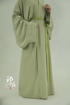 Обикновен халат Hanfu, оригинални китайски традиционната рокля унисекс с големи ръкави, памук лен китайски реколта костюм Cosply
