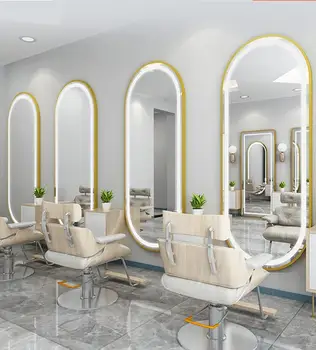Огледало за фризьорски салон, козметично огледало, салон, специална led сетчатое червено стенно просто европейското огледало, за да прически