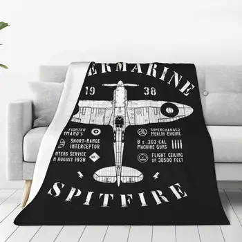 Одеало Supermarine Spitfire, топло руно, мека фланела, самолет-изтребител, военен пилот от Втората световна война, самолет, завивки за легло, диван