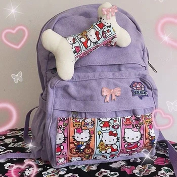 Оригинален домашно раница Hello Kitty Taro лилаво ученическа раница училищни чанти за момичета
