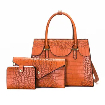 Оригинална дамска чанта-тоут от крокодилска кожа, дамска Чанта за през Едното рамо, Чанта за майките, Комплект от три елемента, bolsas de mezclilla para muje