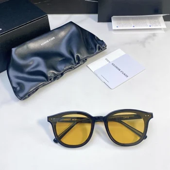 Оригиналната фабрика НЕЖНО MONSTER FLATBA серията GM Lang Модни жълти лещи мъжки дамски слънчеви очила Луксозен дизайнерски очила за двойки