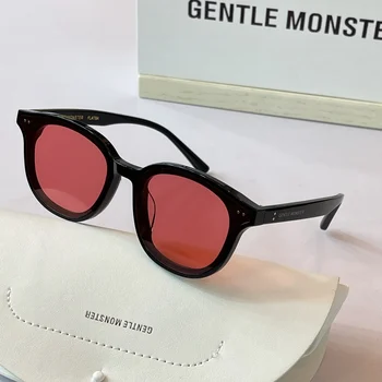 Оригиналната фабричная серия НЕЖНО MONSTER FLATBA GM Lang, модни мъжки и дамски слънчеви очила с червени лещи, ретро ежедневни слънчеви очила с кошачьим око, чифт очила