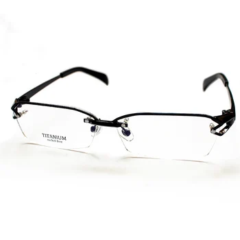Очила от чист титан, ультралегкая и не предизвиква алергии полукадровая рамки за очила при късогледство, мъжки рамки за очила, Модни рамки за бизнес точки 1143
