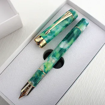 Писалка Jinhao 100 Лед Green Flower Spin Pen Популярно перо EF F M за бизнес офис, ученически пособия за писане
