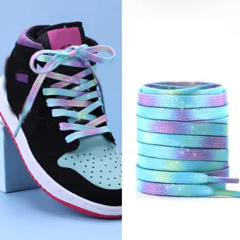 Плоски връзки за обувки, унисекс, цветни преливащи градиентные щампи, парусиновые маратонки, връзки за обувки, шнурове за обувки, ежедневни, спортни обувки