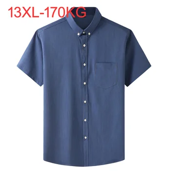 Плюс Голям Размер 13XL 12XL 6XL 4XL Мъжки Ежедневни Бизнес Риза с къси ръкави Класическа Имитация на деним Мъжки Светски Риза на Синия Цвят
