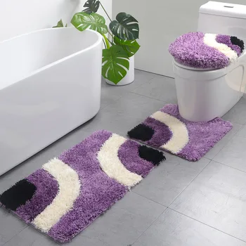 Подложка за баня в геометричния стил, с правоъгълна подложка за баня, комплект постелки за тоалетна от три части, водопоглощающий подложка за баня, tapis de bain