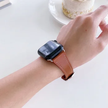Подходящ за Apple кожена каишка за часовник Applewatch тънка кожена каишка за часовник Iwatch каишка за часовник от телешка кожа