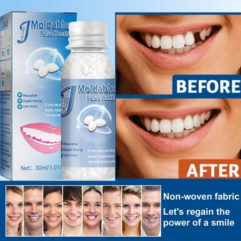 Подходящ за оформяне FalseTeeth Твърдо Лепило За Временен Ремонт на Зъбите Пелети За Попълване на Пропуски В Зъбите Липсващи и Счупени Зъби, Лепило Козметичен Инструмент, 30 мл