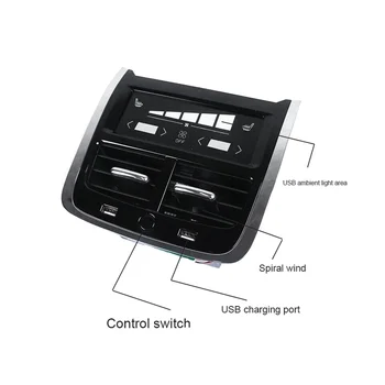 Почистване на задното абитуриентски дупки Led Атмосфера Зареждане чрез USB за Volvo XC60 XC90 S60, V60 V90 2015-2021 на Кутията на климатика