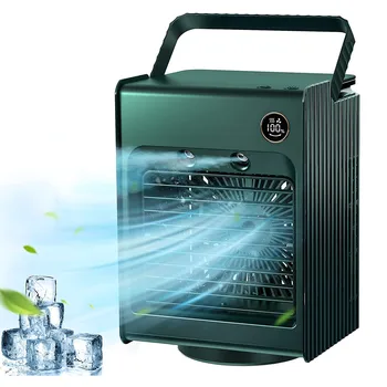Преносим вентилатор климатик, персонален настолен вентилатор въздушен охладител, мини на вентилатора-охладител с дръжка, автоколебание зелен цвят на 120 градуса