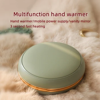 Преносима богат на функции топло за ръце с козметично огледало, двустранно нагряване, свалящ се топло, мобилен акумулаторен нагревател PowerBank