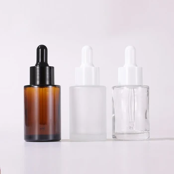 Продажба на едро на Амбър стъклен контейнер за етерични масла с плосък рамо за парфюми, грижа за кожата, Празни флакони за козметика грим, за еднократна употреба, пътни бутилки