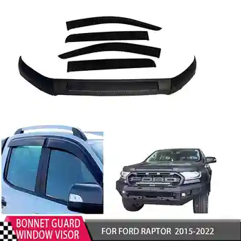 Прозорец козирка, врата козирка + защитни щитове капак за Ford Ranger 2015 2016 2017 2018 2019 2020 2021 2022 матово черно