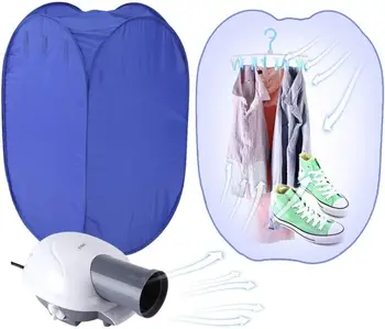 Простор за дрехи, Синя мини-сгъваема въздушна простор за дрехи, Чанта за бързо изсушаване, сгъваема, с нагревател, 110, штепсельная вилица САЩ