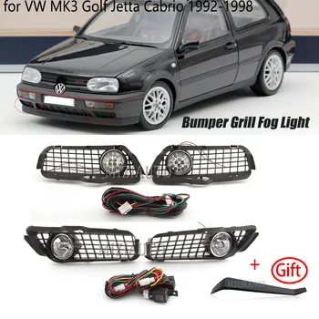 Рамка фарове за мъгла, Фарове за Volkswagen VW Golf 3 MK3 Jetta Cabrio 1992-1998 Предна Броня и Фарове за Мъгла Решетка Свързващ Проводник