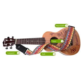 Регулируема каишка за китара хавайска китара в национален стил с оплеткой ръководство за работа, каишка двата края от изкуствена кожа, аксесоари за струнни музикални инструменти