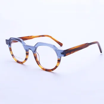 Ретро модни рамки за очила Ацетат ръчно изработени Реколта Квадратна овални пълна дограма за Мъжки дамски Късогледство Оптична Rx която може