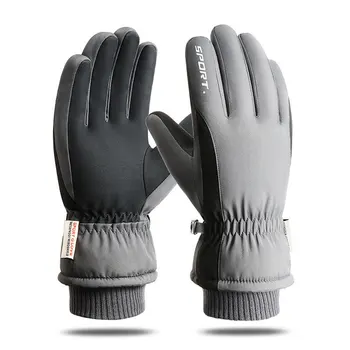 Ръкавици за състезания на мотоциклети със сензорен екран, зимни мотоциклетни ръкавици зимни ръкавици с руното облицовка, непромокаеми ръкавици с топъл