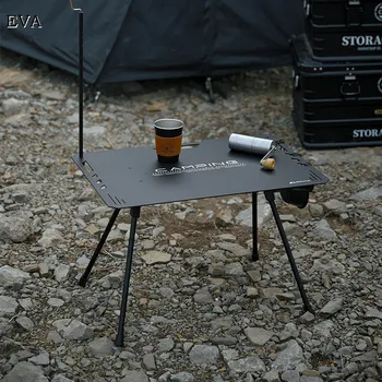 Сгъваема маса от алуминиева сплав с 2 щанд за лампи и преносими лесен маса за пикник, маси, мебели, туристически маса