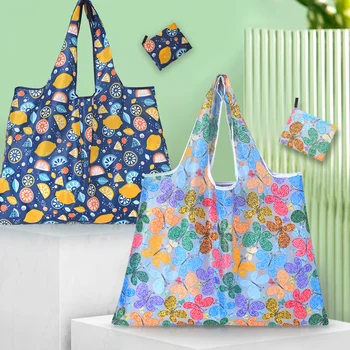 Сгъваема чанта за пазаруване, множество пътна чанта за продукта, дългогодишна преносима чанта за пазаруване в супермаркета със сладък растителна печат