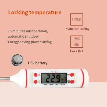 Сензор за температура на Маслен термометър чувствителен точен LCD дисплей сонда от неръждаема стомана измерване на температурата на месото за дома