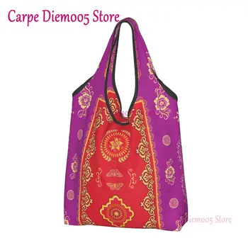 Сладък антикварен персийски килим, чанти-тоут за пазаруване, преносим бохемски килим, чанта за пазаруване в етнически племенно стил пазарска чанта през рамо