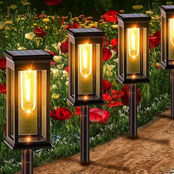 Слънчев лампа за пътека, уличен водоустойчива лампа за пътека, градински лампа на батерии, декоративни, за пътеки, на двора, на тревата в задния двор