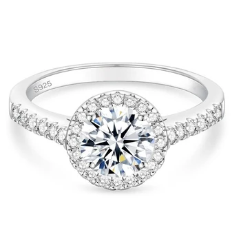 Сребърни пръстени 925 дамски оригинални сертифицирани сватбени Муассанит Годежен пръстен с диамант женски Стерлинги Луксозни дизайнерски бижута са Истински