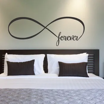 Стикер на стената в спалнята със символ за безкрайност, завинаги, интериор за спални, начало декор, винилови стикери с цитати на стената, L2056