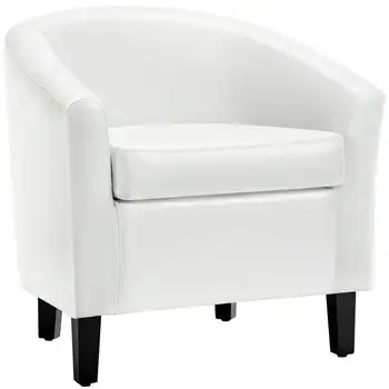 Стол за баня с подлакътници, обитым изкуствена кожа, в бял цвят
