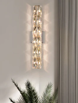 Съвременен творчески кристална стена лампа дневна спалня нощни шкаф стенен светлина фонова стена луксозна вила кристал, с монтиран на стената лампа