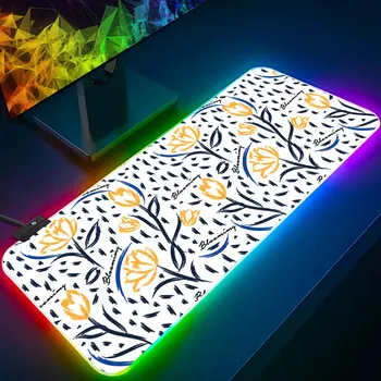 Топъл цвете на Цвят RGB Pc Gamer Клавиатура, подложка за мишка, подложка за мишка, led светлинен подложки за мишка гумена подложка за компютърни игри