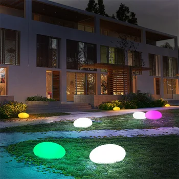 Уличен градински лампа, блеснали под формата на едро смляно брашно, което променя цвета си, USB-акумулаторна каменна лампа, Водоустойчив озеленяване лампа с дистанционно управление