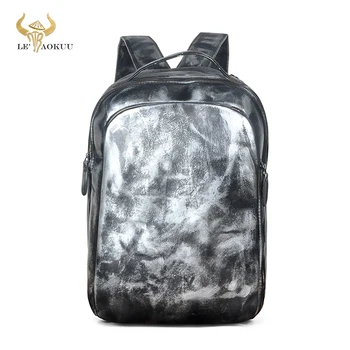 Уникална пътна чанта от естествена кожа, дизайнерски раница за лаптоп за мъже, мъжки раница, студентски чанта 621