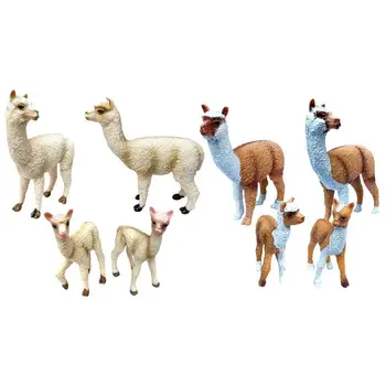 Фигурка на лама алпака, фигурки на животни, 8 бр., фигурки алпака, дивата природа, зоологическата градина, ферма, масивна модел, реалистична играчка за ранно обучение