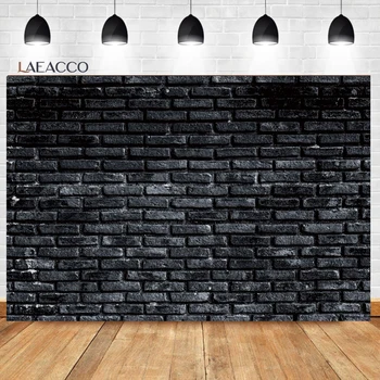 Фон за снимки Laeacco, на черната тухлена стена, реколта тема, дизайн от камък, тухли, детски душ, рождени дни, портретна фон