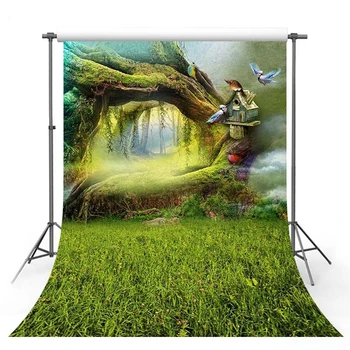 Фон за снимки фантазийный гора, куха зелена трева, детски фонове, за снимки за фото студио