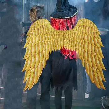 Хелоуин 3D Крила на Ангел Cosplay Аксесоар Нетканая Плат за Тематични Партита 35,4x33 инча с Регулируеми Джапанки Подпори За Фотосесия