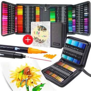 Цветни химикалки ZSCM, акварелни художествени маркери, 100 цвята, маркери, с две топчета, химикалки, за деца,, за оцветяване за възрастни, рисуване