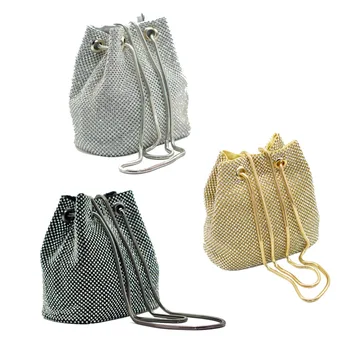 Чанта за вечеря в европейски и американски стил, украсени с бриллиантовыми пайети, вечерни чанти с кристали, банкетная окото, диагонално чанта с диаманти, чанта кофа