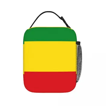 Чанта за обяд с изолация под стария етиопски флаг, преносими чанти за пикник, термосумка-хладилник, обяд-бокс, чанта за обяд за жени, работа, деца, училище