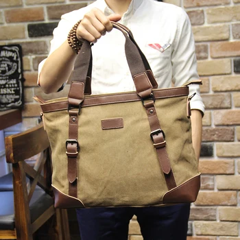 Чанта-портфейл цвят каки, ежедневни реколта многофункционална мека мъжки холщовая пътна чанта, чанта през рамо за мъже