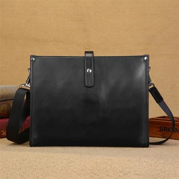 Чанта през рамо от телешка кожа за мъже, мъжки портфейл от естествена кожа формат А4, бизнес чанти-клатчи, чанта-плик, мъжки чанти през рамо