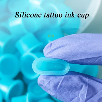 Чаши за еднократна употреба за мастило за татуировки, Аксесоари за микроблейдинга Меки силиконови капачки за пигментни мастила на притежателя на лепило Инструменти за перманентен грим Доставка PMU